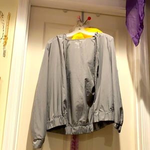 Grey zip up windbreaker